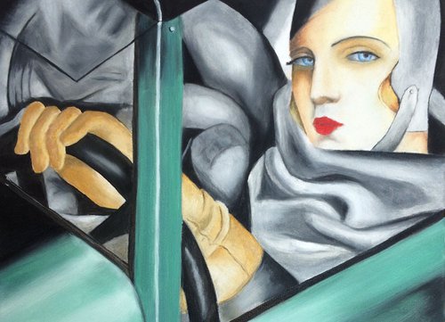 Tamara Łempicka, „Autoportret w zielonym bugatti”